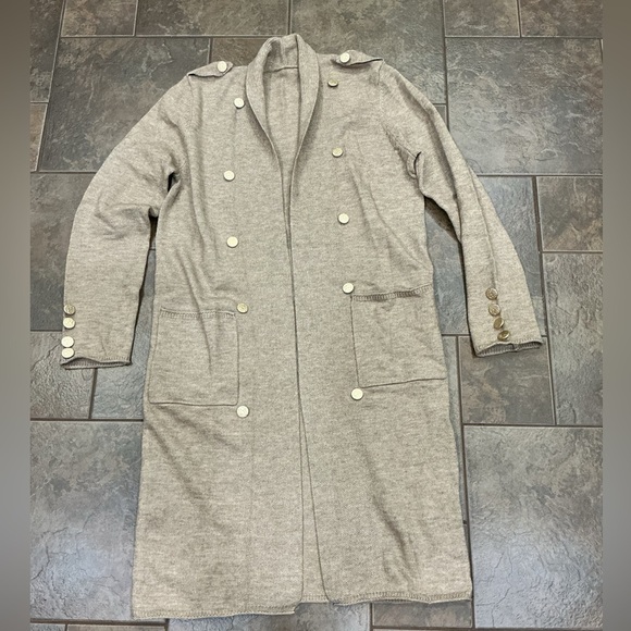 Long Beige cable knit cardigan - Picture 1 of 4